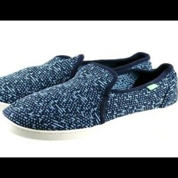 New sanuk Pair O Dice navy/blue Knit fabric slip-on shoes Size 6 - Picture 1 of 9